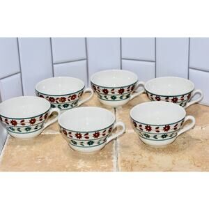 Vintage Richard Ginori MONDOVI Floral Pattern 6 Piece Coffee Tea Cup Set RARE